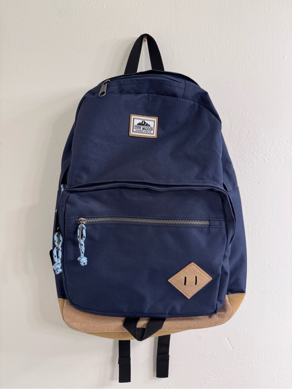Steve Madden Navy and Tan Kids Canvas Backpack